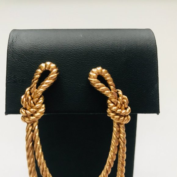 🌼 🌻 🌸 Gold-Toned Rope Pierced Earrings - Picture 2 of 5